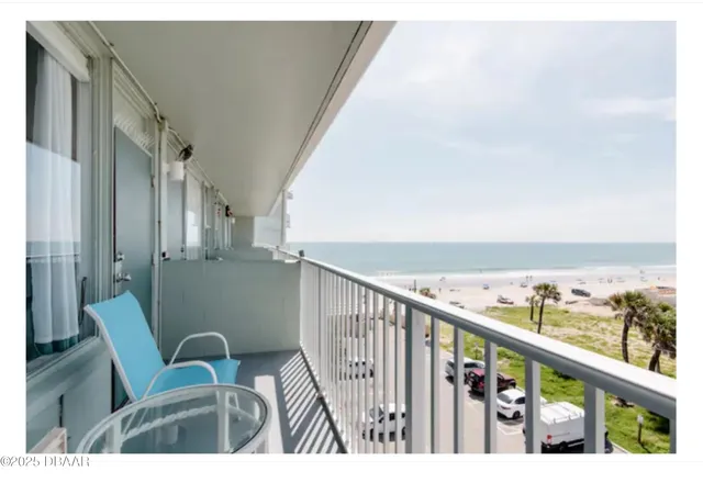 a view of an ocean from a balcony