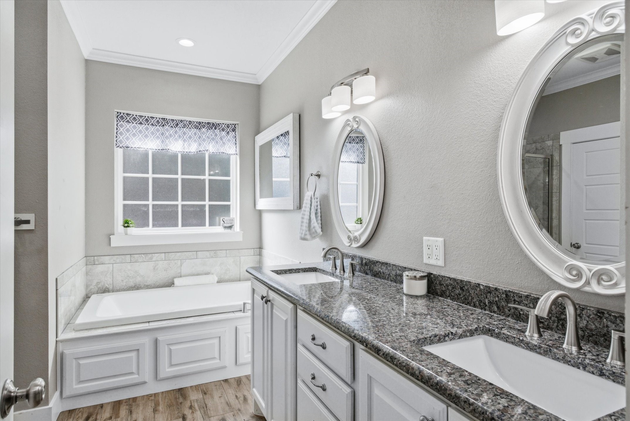 271 Rscr 4269 Emory, TX 75440 - Photo 27 of 48 a bathroom with a granite countertop double vanity sink and a mirror