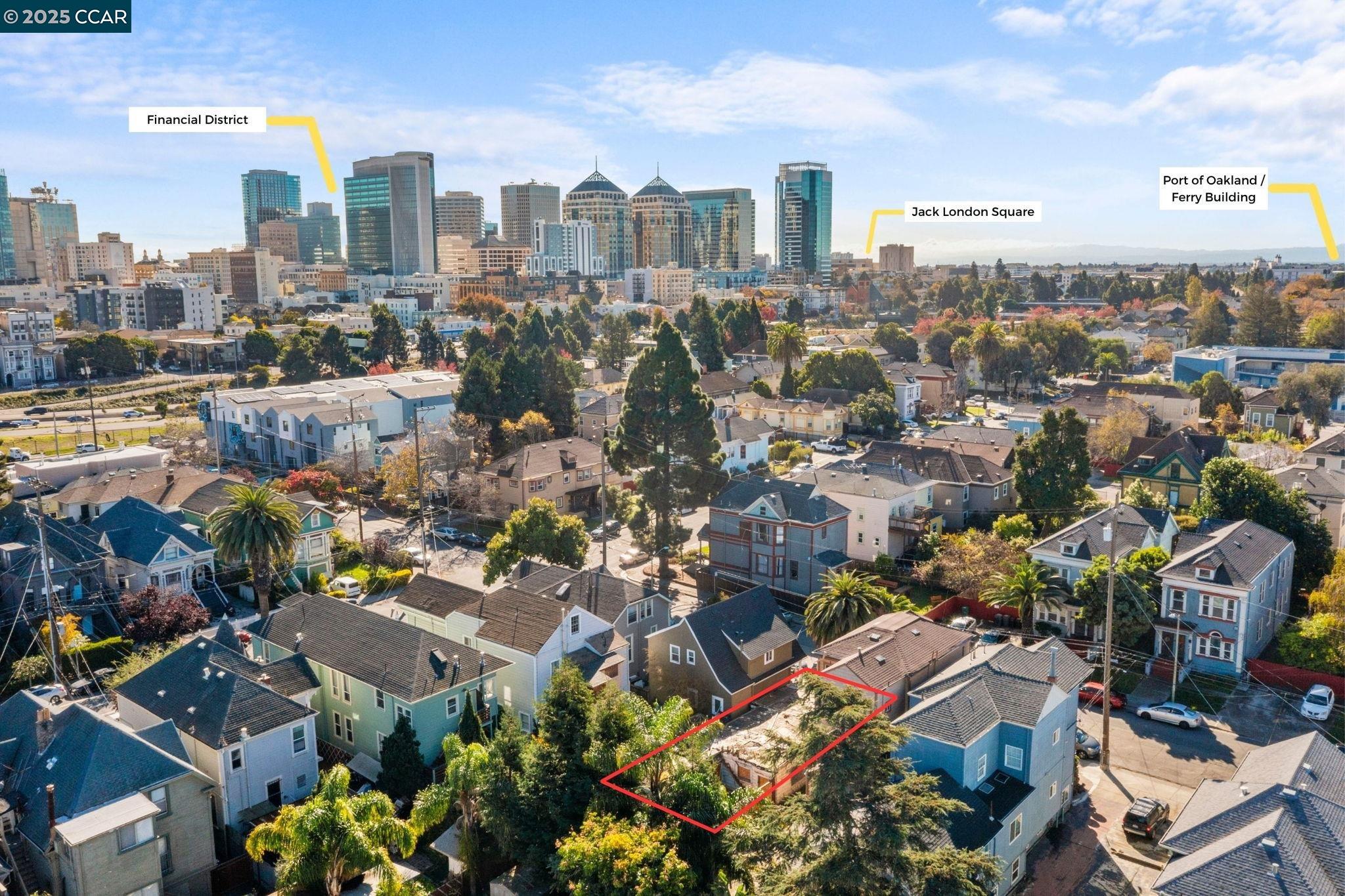 a view of a city with tall buildings