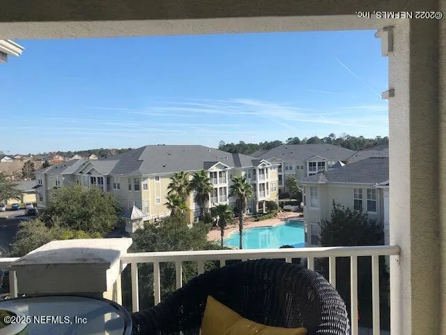 a view of a city from a balcony