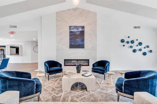 a living room with furniture and a couch