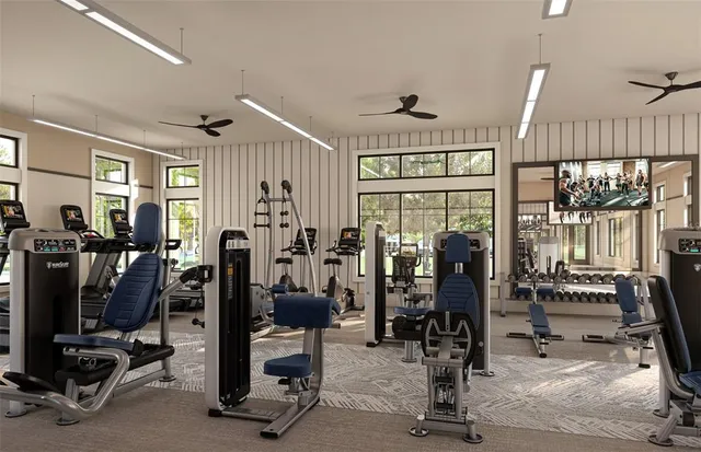 a view of a room with gym equipment
