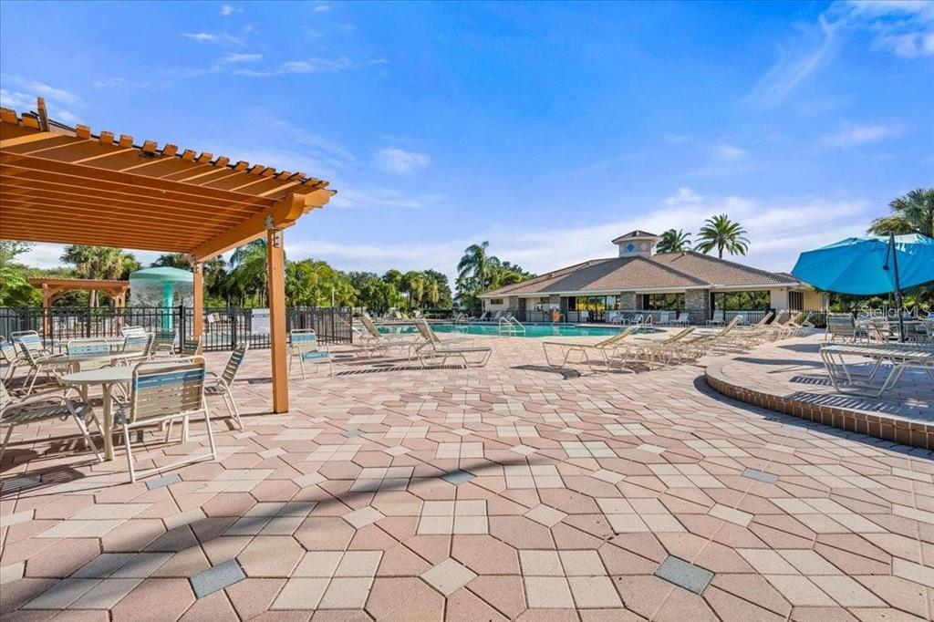 8721 Stone Harbour Loop Bradenton, FL 34212 - Photo 57 of 71 a view of patio with table and chairs under an umbrella