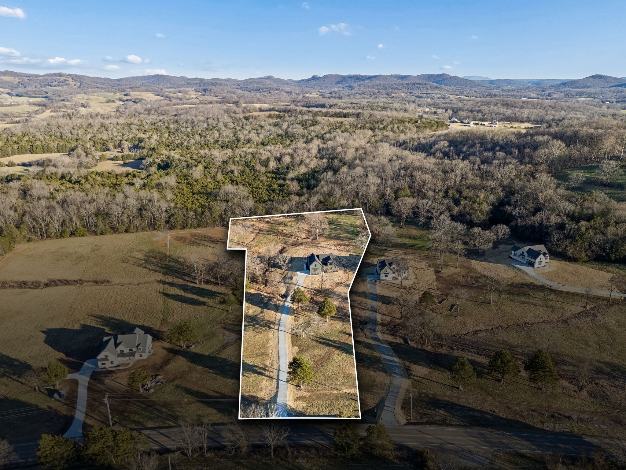 13645 Cainsville Road Lebanon, TN 37090 - Photo 51 of 60 an aerial view of residential house with yard and mountain view in back