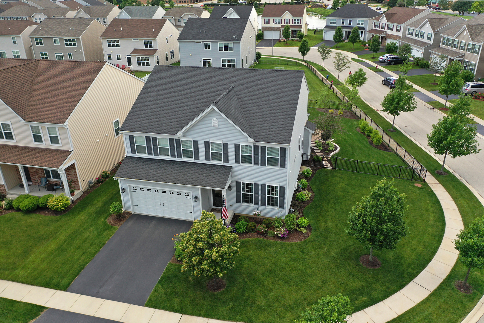 an aerial view of a house