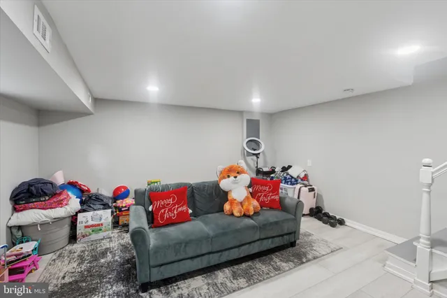 a living room with lots of toys