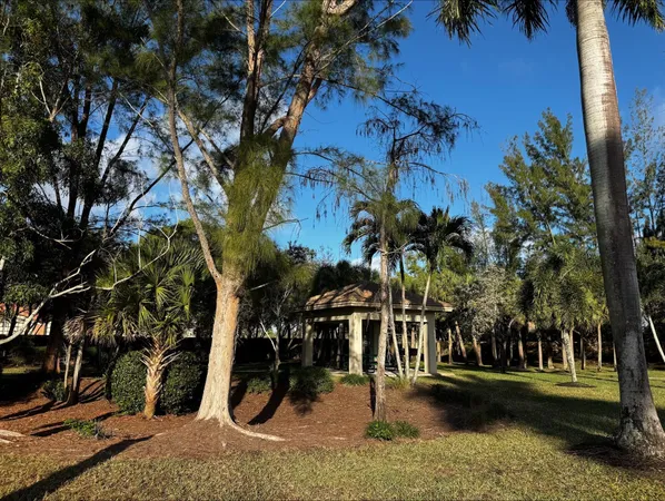 a view of a park with slides