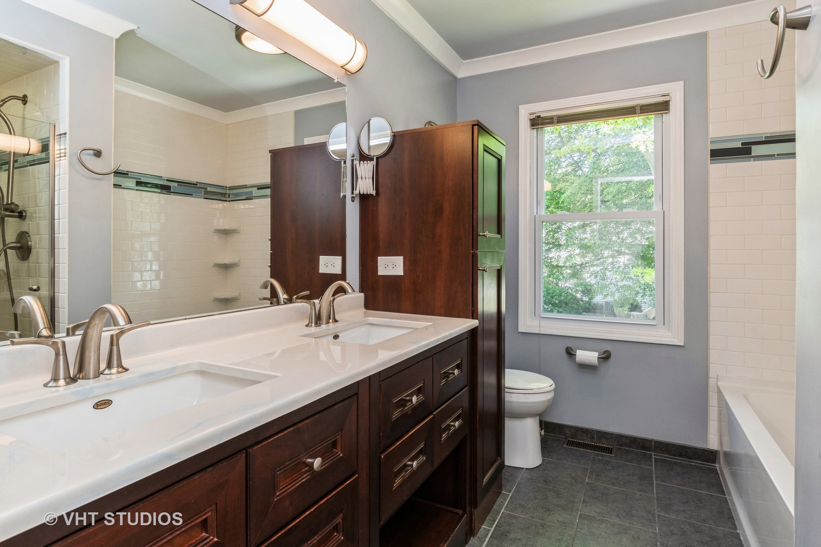 2272 Pontiac Circle Naperville, IL 60565 - Photo 10 of 14 a bathroom with a double vanity sink toilet and mirror