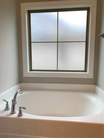 a bathroom with a bathtub