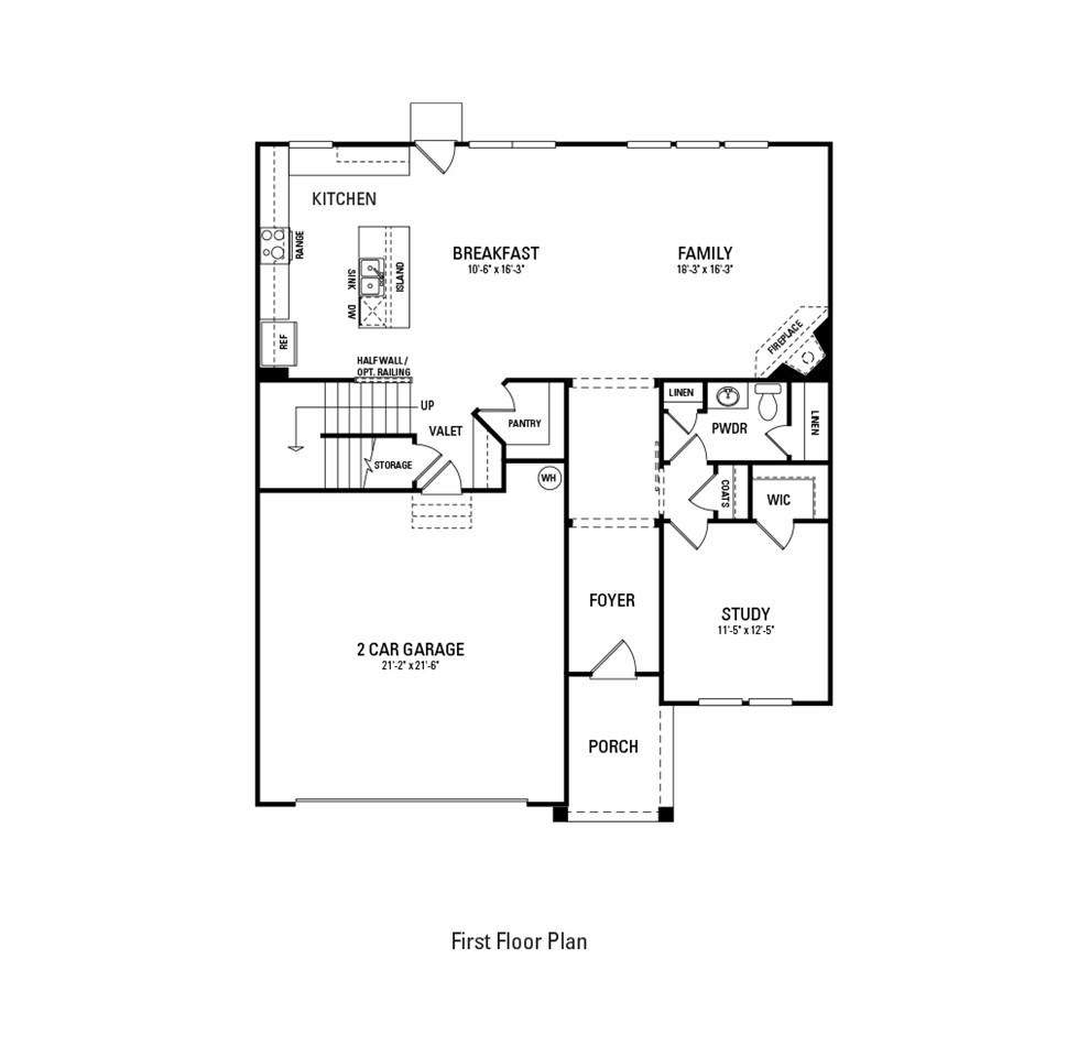 This home is the mirror image of this floorplan. First Floor Plan