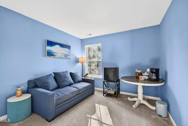 a living room with furniture and a rug