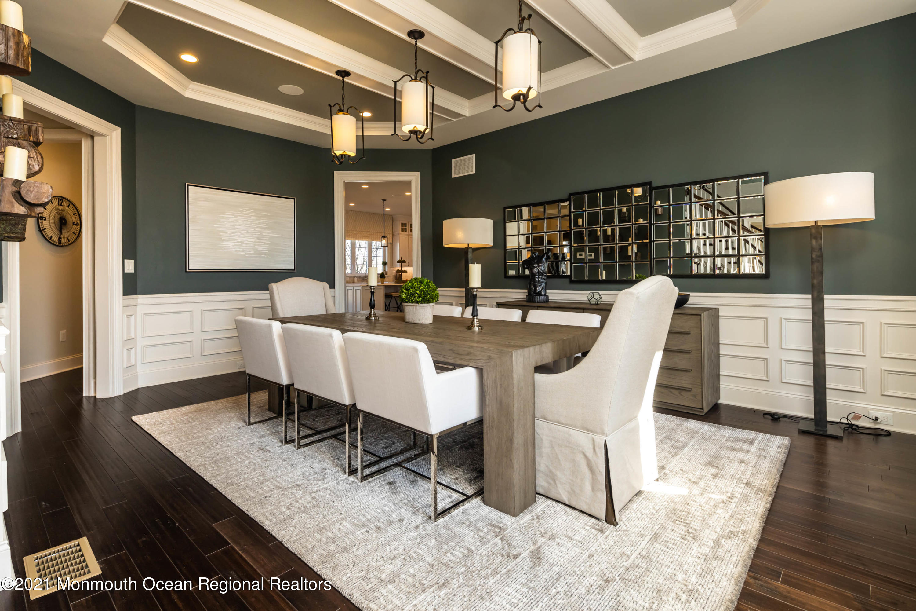 8 Strathmore Road Lincroft, NJ 07738 - Photo 14 of 76 a dining room with furniture and wooden floor
