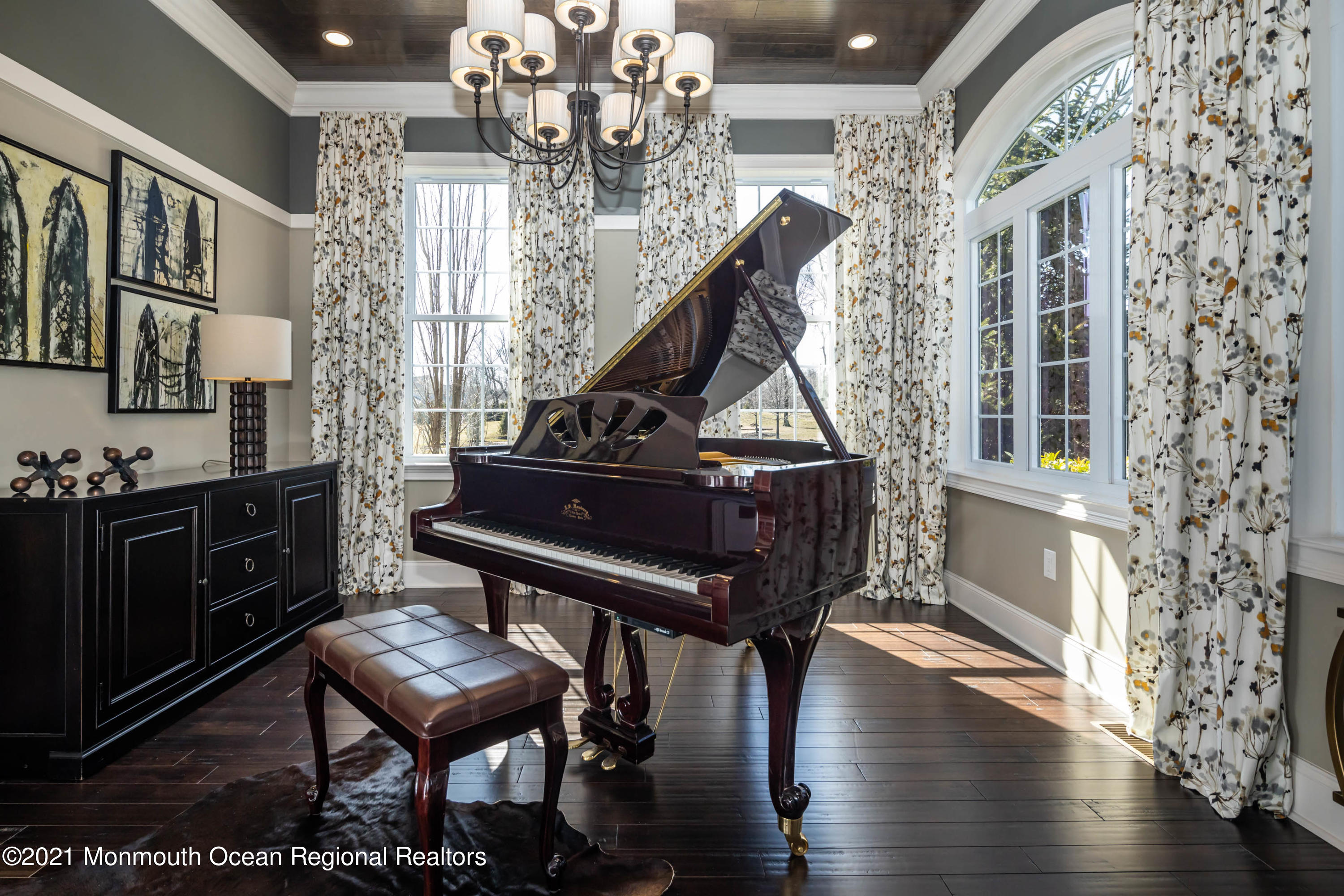 8 Strathmore Road Lincroft, NJ 07738 - Photo 16 of 76 a living room with furniture a piano and wooden floor