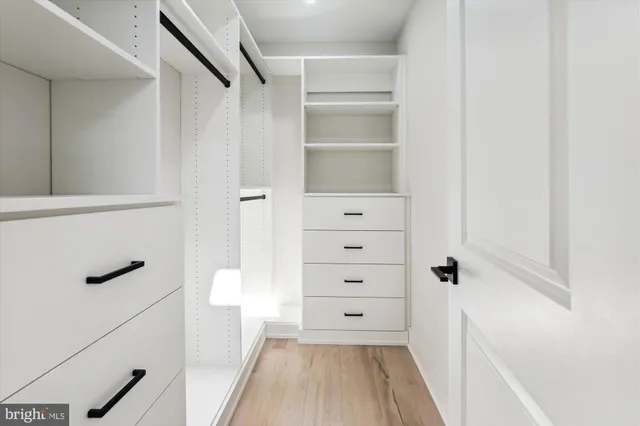 a view of an empty walk in closet