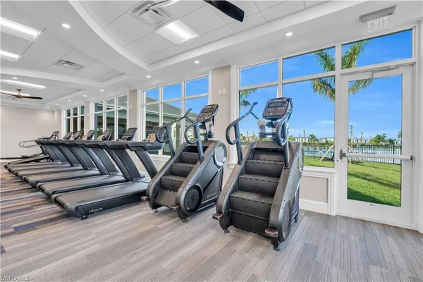 a view of a room with gym equipment