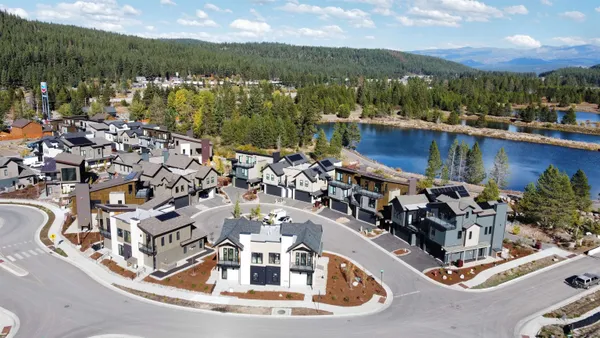a view of a lake with houses