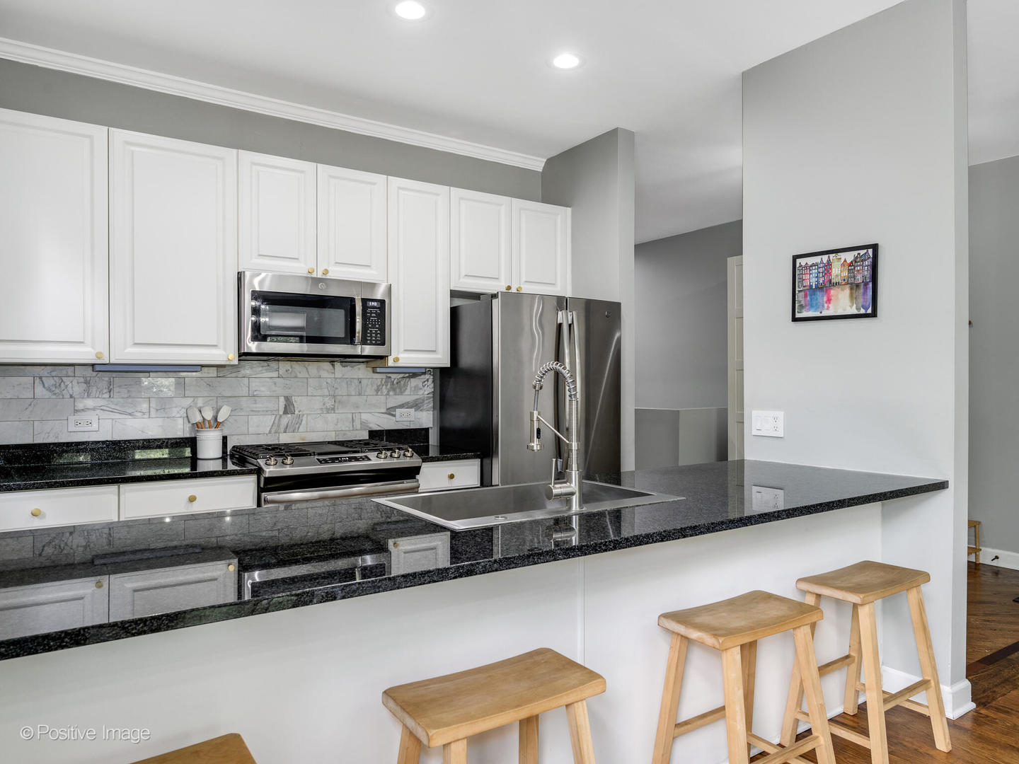 4315 North Kenmore Avenue, Unit 1N Chicago, IL 60613 - Photo 11 of 27 a kitchen with stainless steel appliances granite countertop a refrigerator and a stove top oven