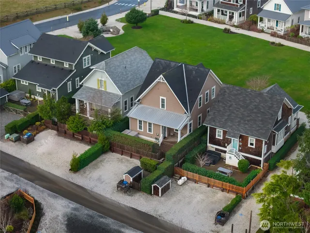 an aerial view of a house
