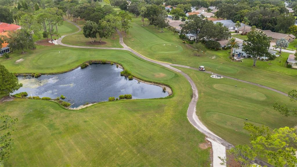 1065 Tartan Drive, Unit C Palm Harbor, FL 34684 - Photo 49 of 91 an aerial view of a golf course with swimming pool