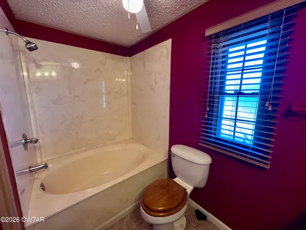 a bathroom with a toilet and a bathtub