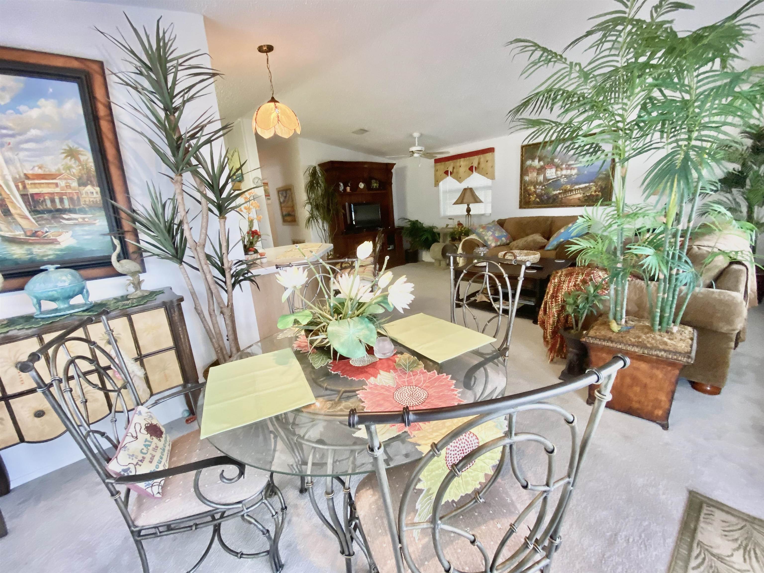 119 Anchorage Drive Beverly Beach, FL 32136 - Photo 6 of 33 a view of a dining room with furniture a rug potted plants and wooden floor