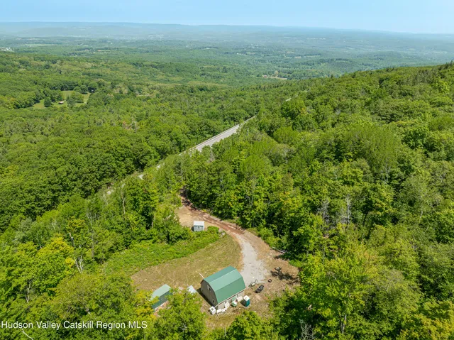 a view of a field with an ocean
