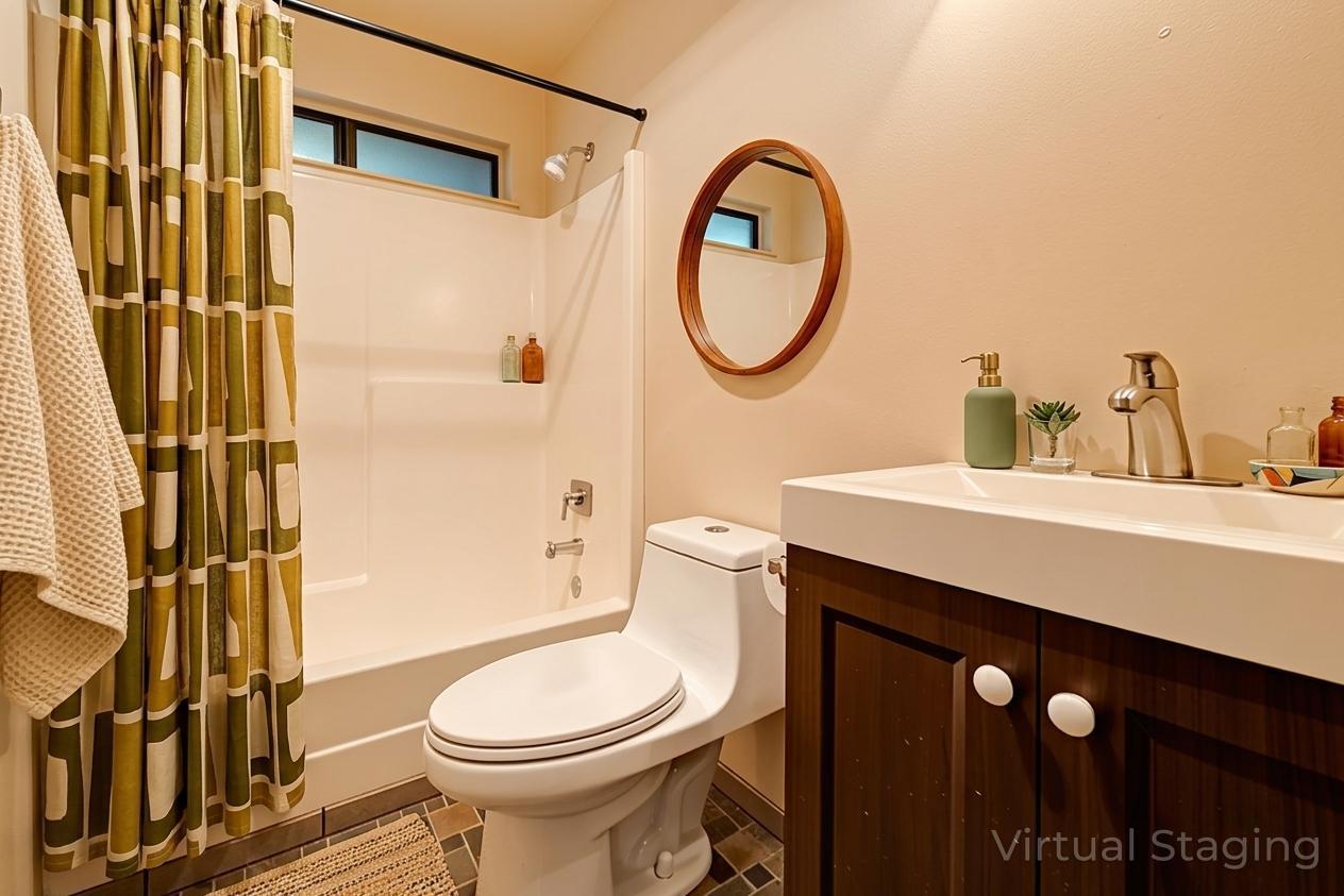6139 Shad Way Pollock Pines, CA 95726 - Photo 17 of 49 a bathroom with a sink a toilet and a mirror