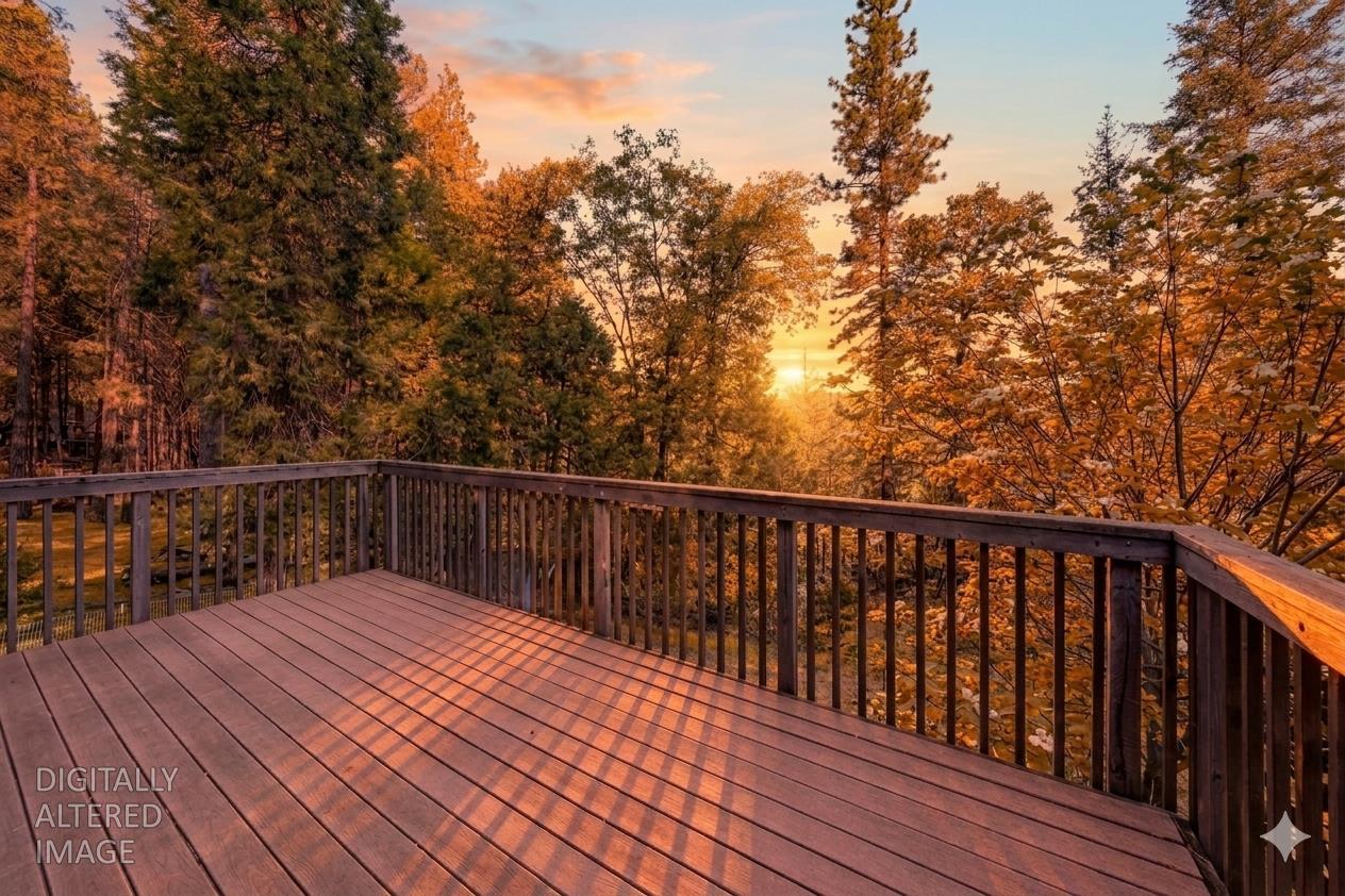 6139 Shad Way Pollock Pines, CA 95726 - Photo 46 of 49 a balcony with wooden floor and fence