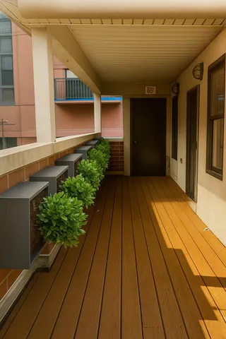 a view of a house with a large window