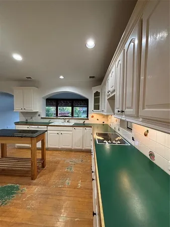 a kitchen with lots of counter top space
