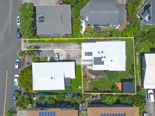 an aerial view of a house