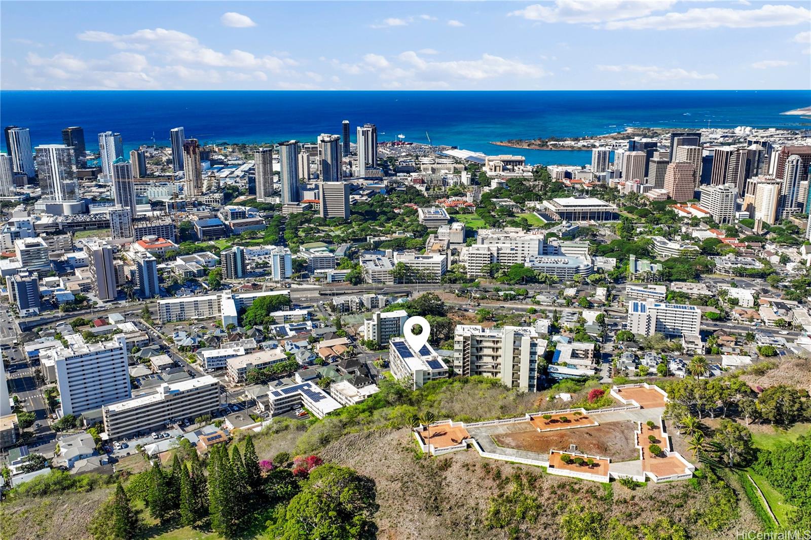 670 Prospect Street, Unit II501 Honolulu, HI 96813 - Photo 21 of 25 marker shows the building, so close to Downtown Honolulu, Kakaako and Ala Moana.