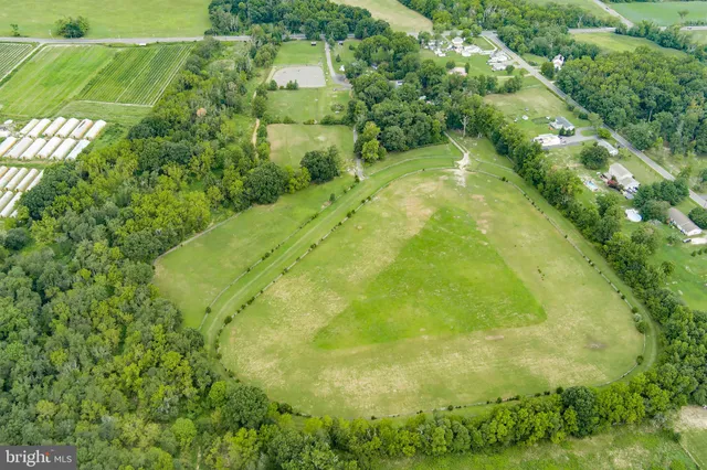 a view of field with trees in the background
