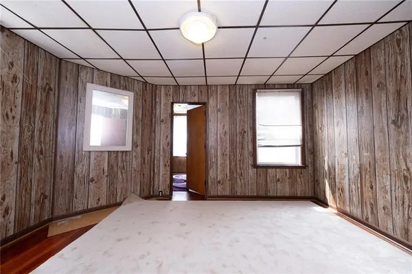 an empty room with windows