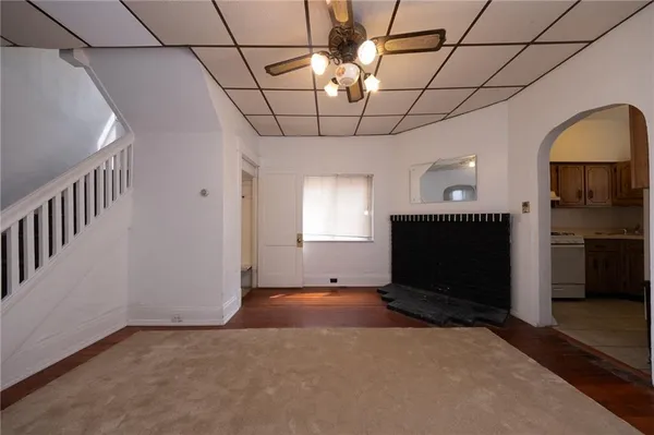 a view of livingroom with furniture and fireplace