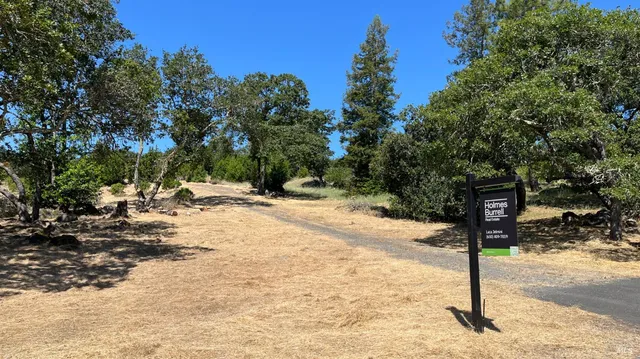 a street sign on a sidewalk next to a road