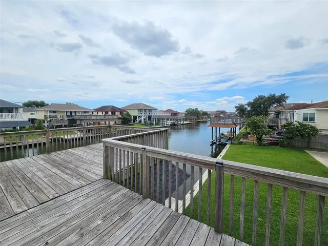 a view of wooden floor with a lake