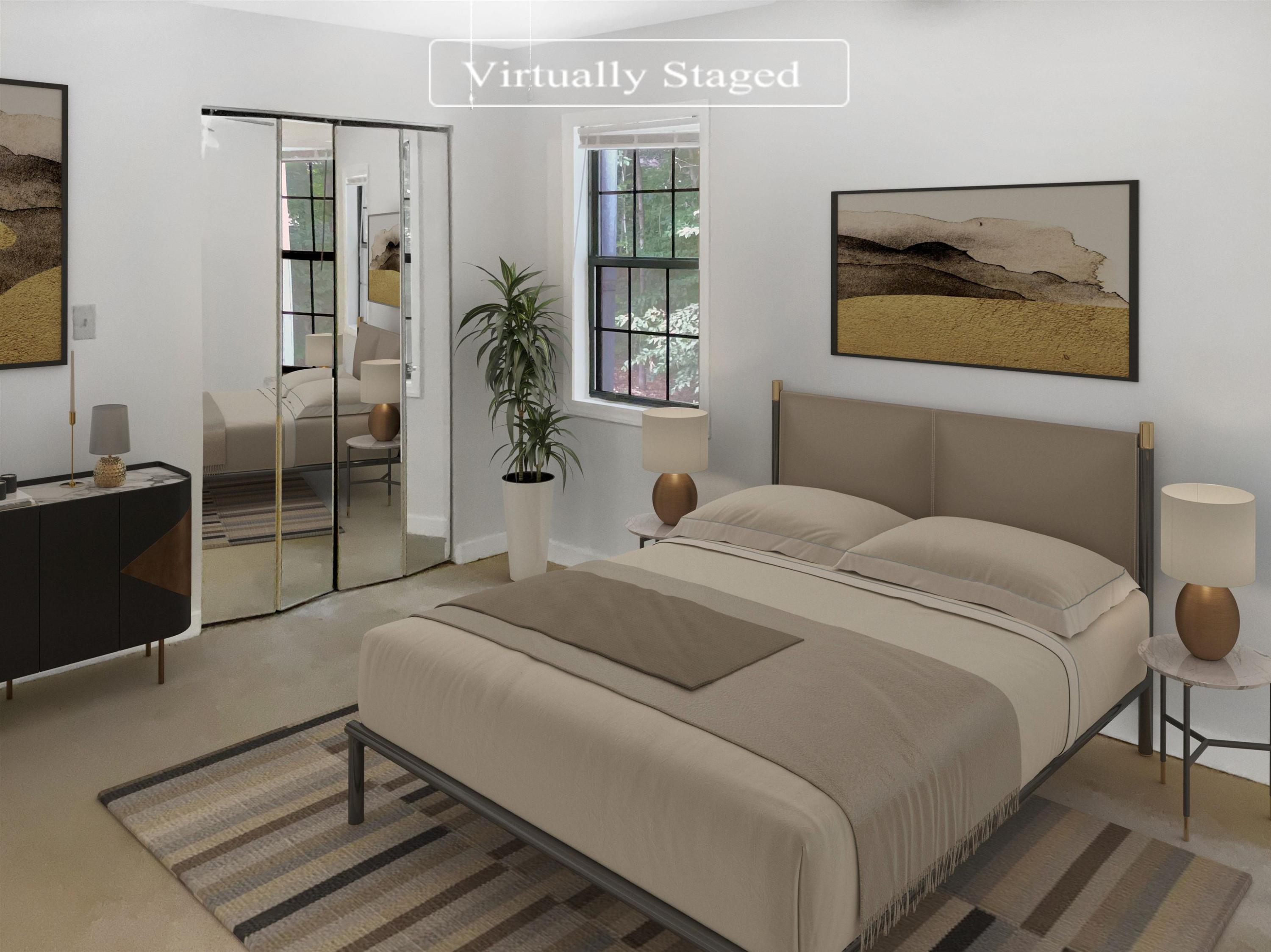 46 Willow Bridge Drive Durham, NC 27707 - Photo 4 of 29 a bedroom with a bed and glass windows