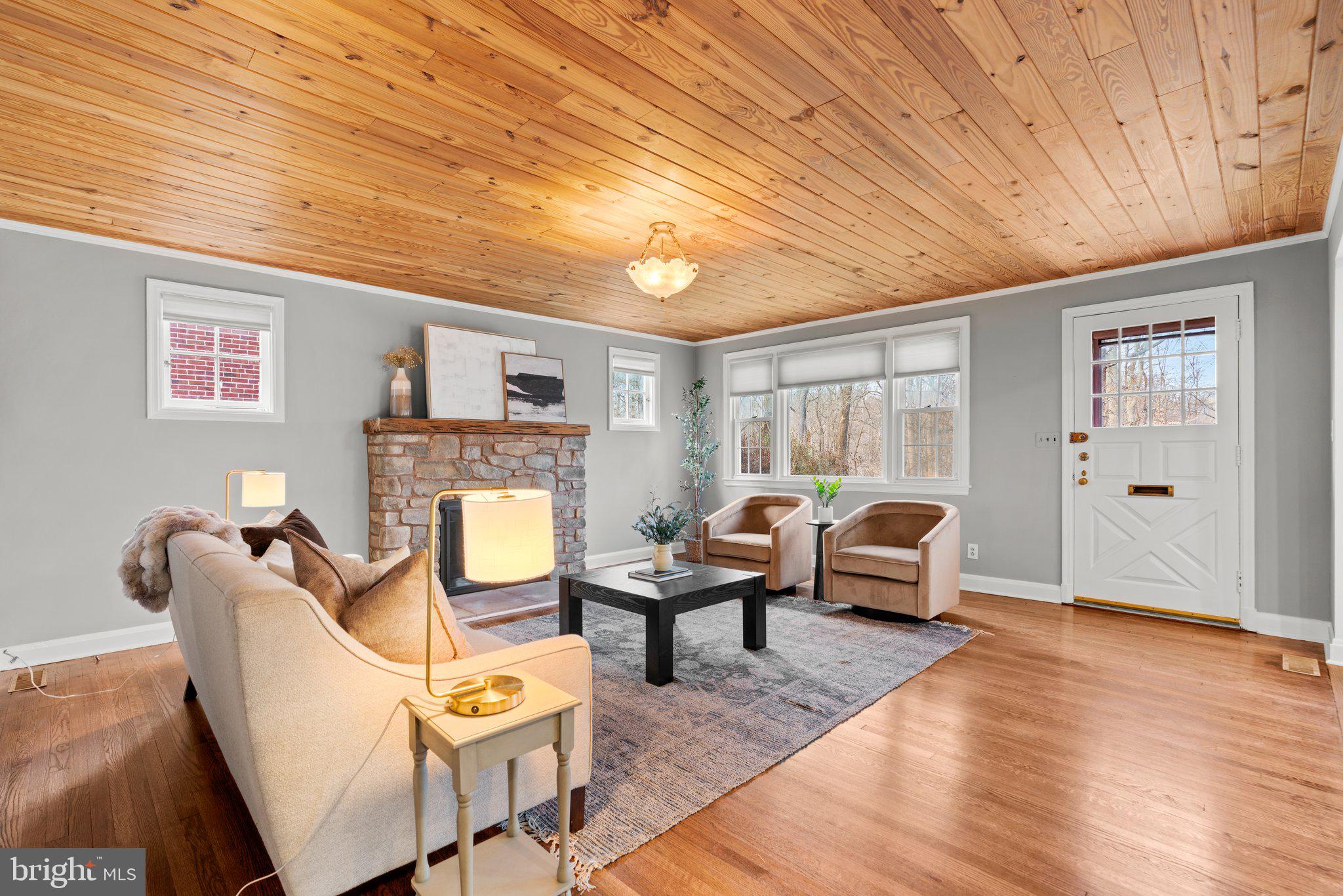 Main level; resurfaced wood floor.