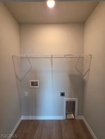 a view of a room with racks on the wall