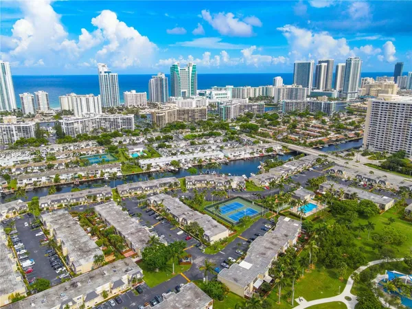 a view of a city with ocean