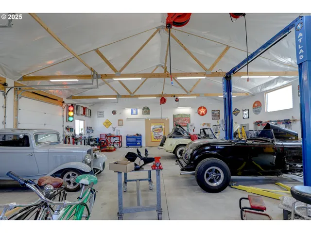 a view of a car in garage