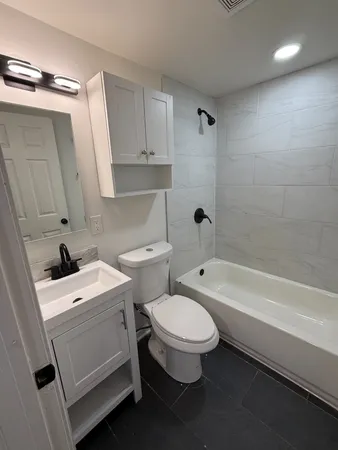 a bathroom with a tub