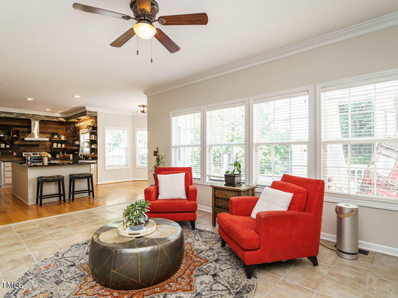 107 Whitney Lane Durham, NC 27713 - Photo 21 of 42 a living room with furniture and a fireplace