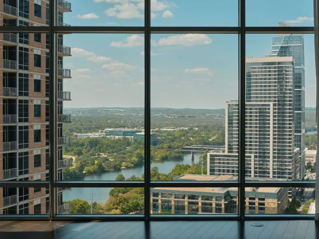 a view of a city from a window