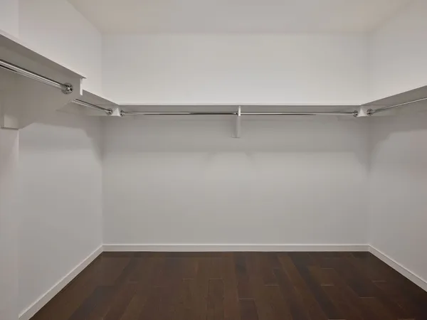 a view of an empty walk in closet