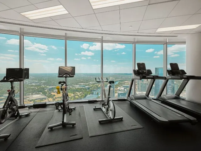 a view of a building with sitting area