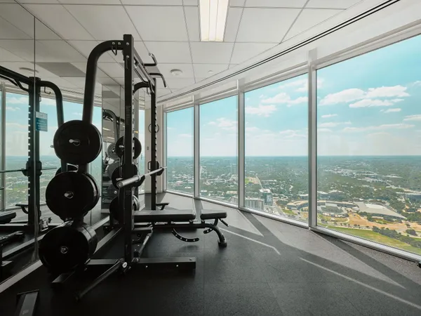 a room with gym equipment