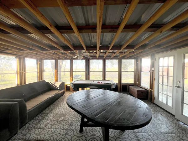 a view of a front door and deck