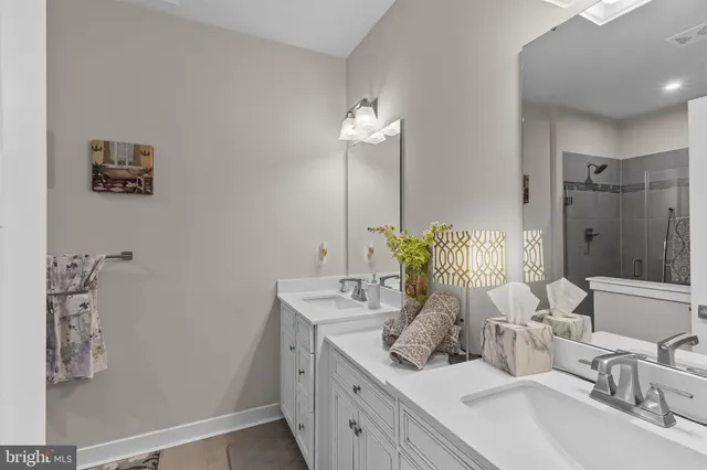 a bathroom with a shower and a toilet